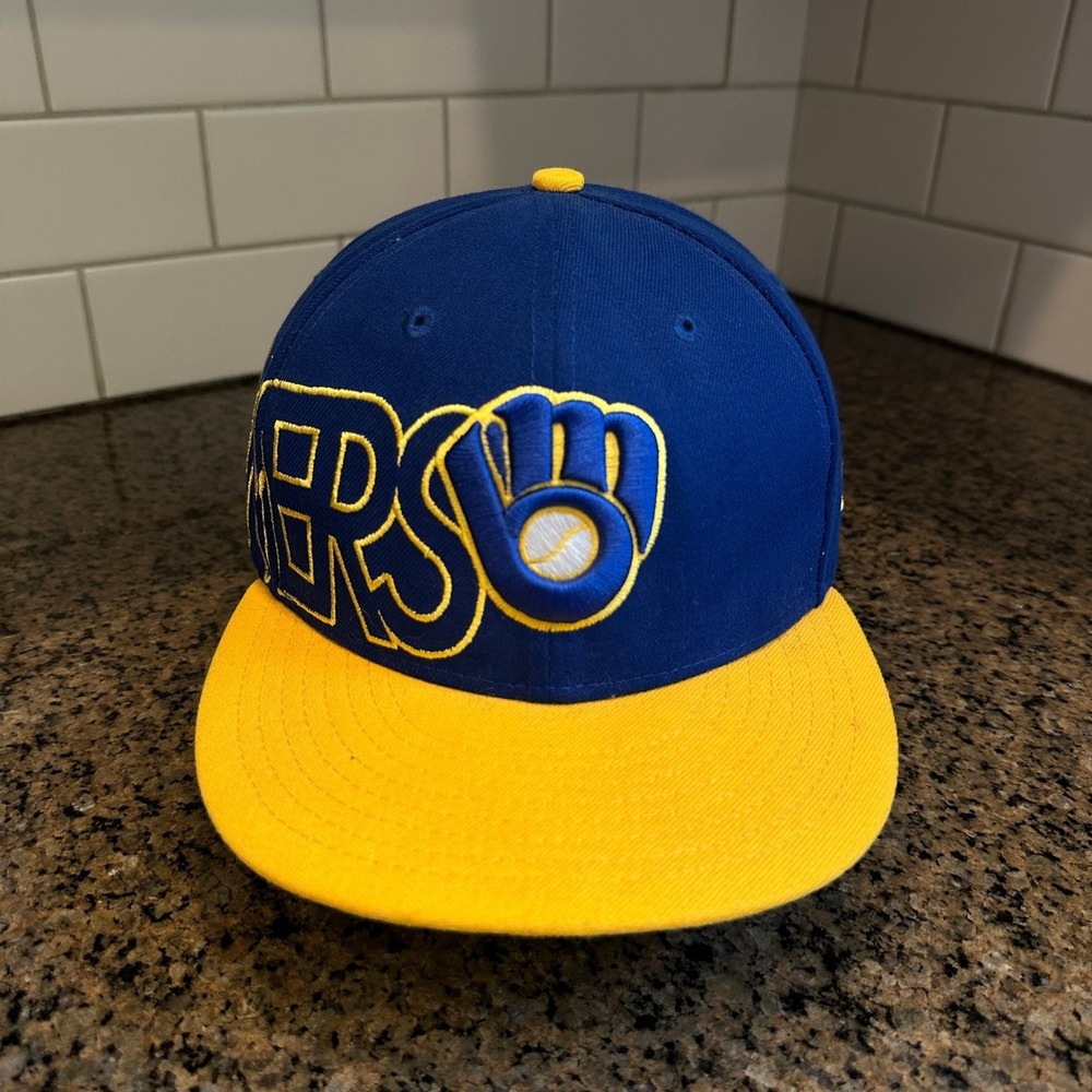 Milwaukee Brewers New Era 9FIFTY Big Wordmark Cooperstown Snapback Hat M/L
